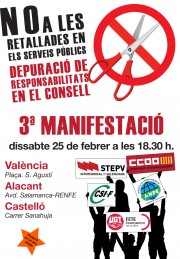 Cartell manifestació contra les retallades en serveis públics. 25/02/2012